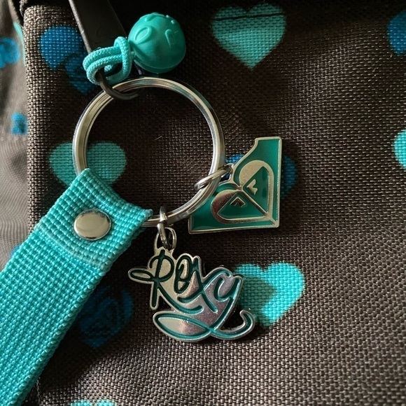 ROXY-BACKPACK-BROWN WITH BLUE & TEAL COLOR HEARTS - Picture 7 of 10